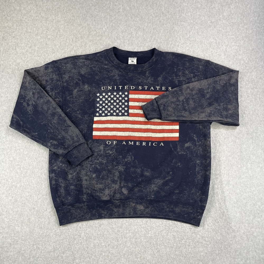 Vintage Galt Sand Patriotic Sweatshirt XL Blue 90s USA American Flag Pullover